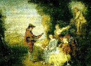 WATTEAU, Antoine karlekslektionen oil on canvas